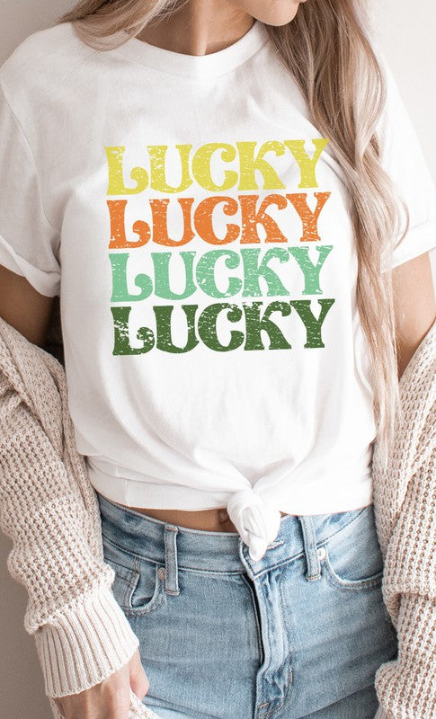 Lucky Retro Vintage St Patricks Day Graphic Tee