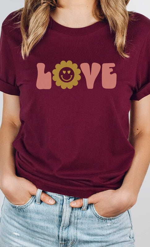 Love Sparkley Heart Eyes Flower PLUS Graphic Tee