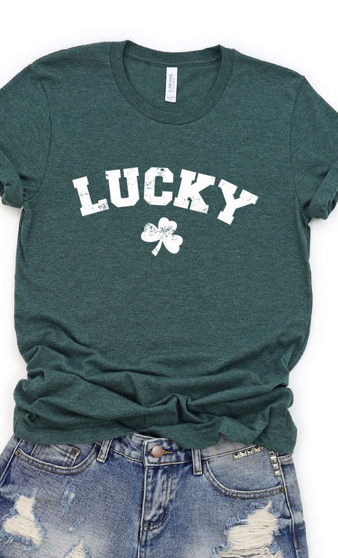 Retro Lucky White ink Shamrock Graphic Tee T-Shirt PLUS