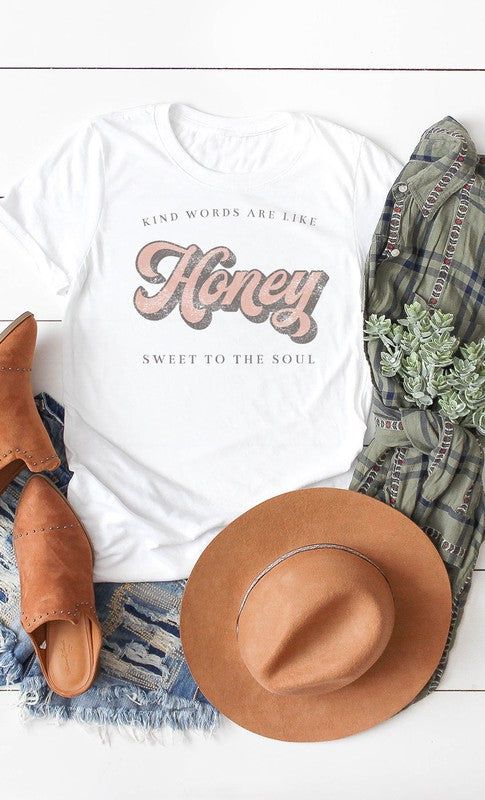 Vintage Kind Words Are Like Honey Graphic Tee T-Shirt