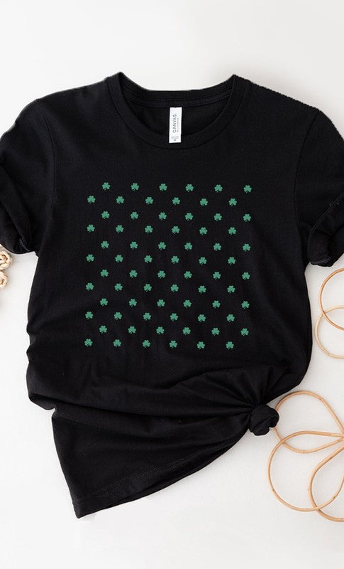 St Patricks Day Shamrock Grid Graphic Tee T-Shirt