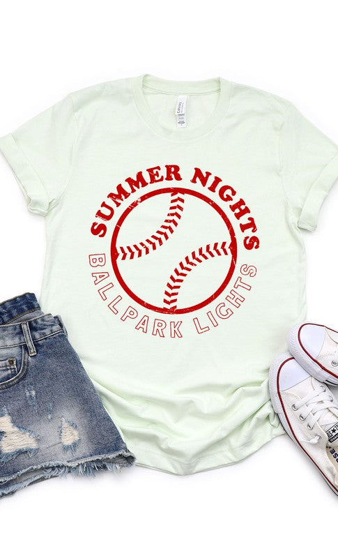 Summer Nights and Ballpark Lights Baseball Graphic T-Shirt