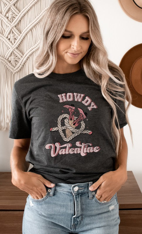 Howdy Valentine Cowboy Boots PLUS SIZE Graphic Tee T-Shirt