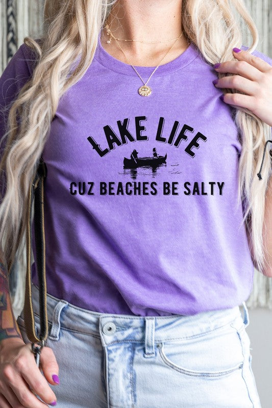 Lake Life Cuz Beaches Be Salty Rowboat Graphic Tee T-Shirt