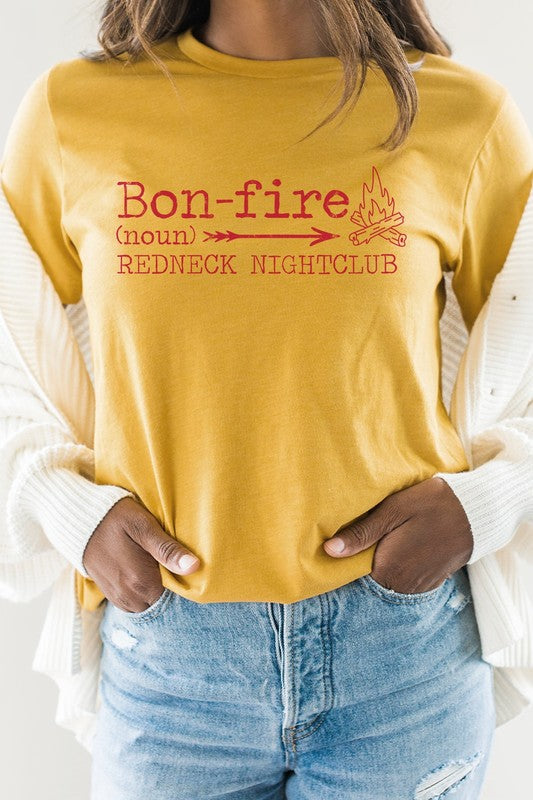 Bonfire Redneck Nightclub Fire Side Graphic Tee