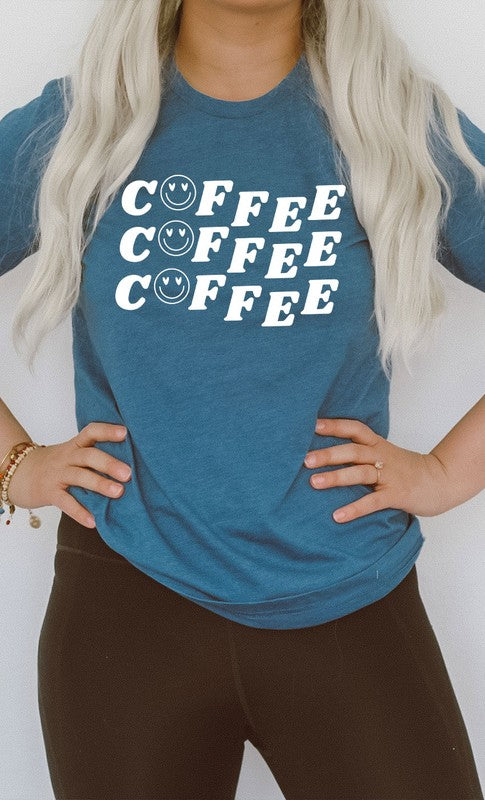 Smiley Coffee Graphic Tee T-Shirt