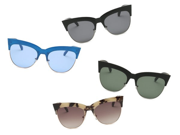 Women Half Frame Cat Eye Sunglasses