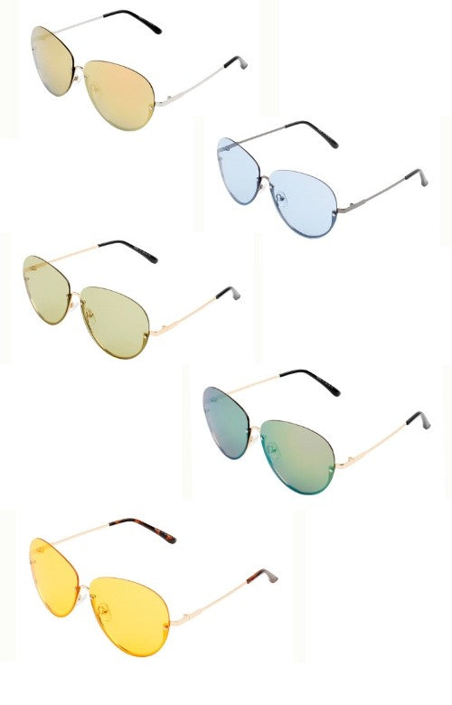 Half Frame Fashion Aviator Sunglasses