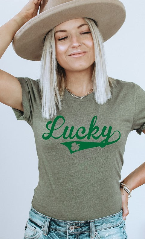 Vintage Lucky with Shamrock Graphic Tee T-Shirt