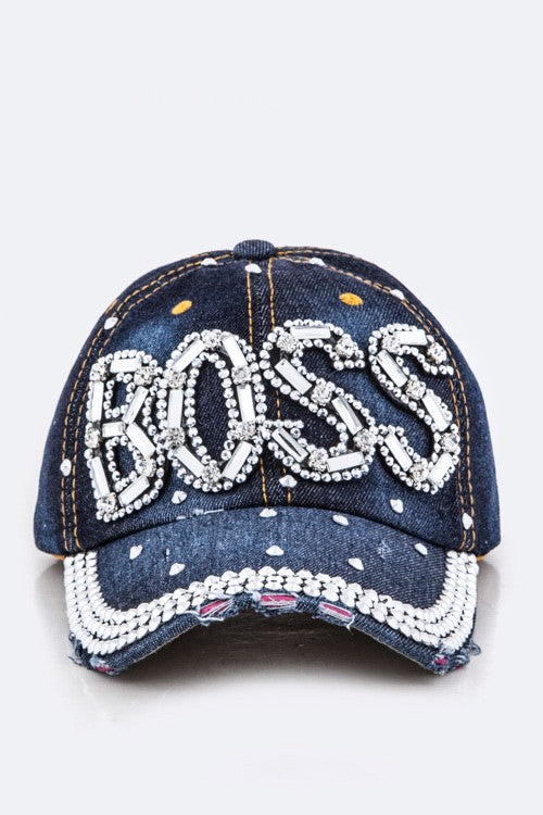 Boss Crystal Embellished Cotton Cap