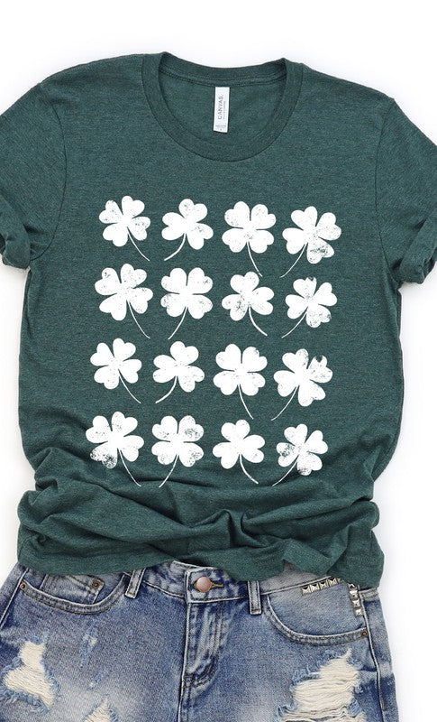 Distressed Clover Grid Graphic Tee T-Shirt PLUS