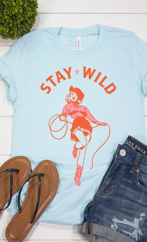 Vintage Stay Wild Cowgirl Graphic Tee T-Shirt PLUS