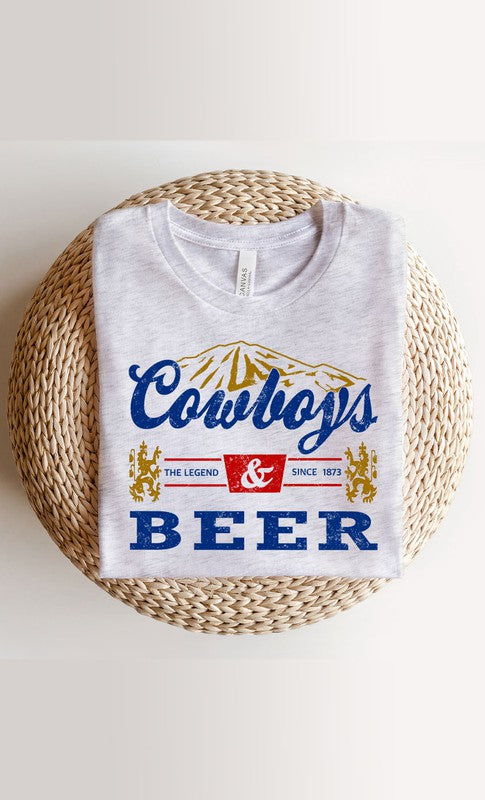 Vintage Cowboys Beer Graphic Tee T-Shirt PLUS