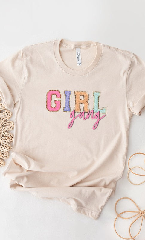 Girl Gang Faux Chenille Letters PLUS Graphic Tee T-Shirt