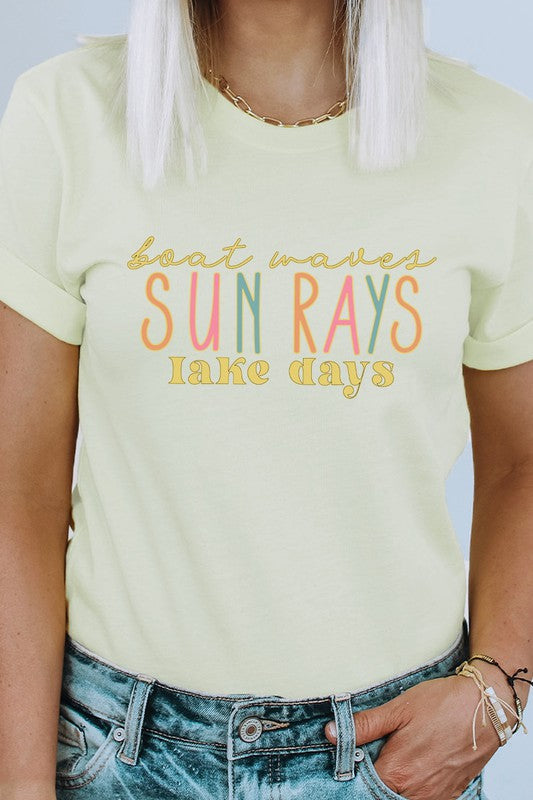 Boat Waves Sun Rays Lake Days Summer Graphic Tee