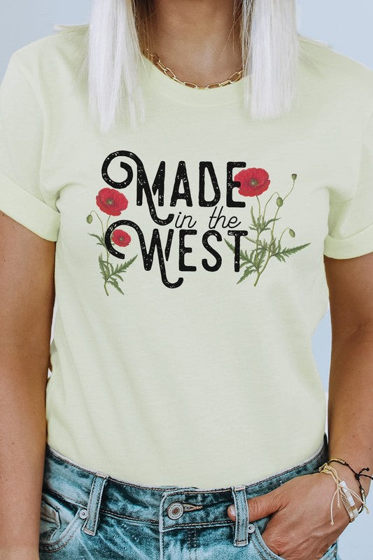 Retro Made In The West Red Flowers Graphic Tees