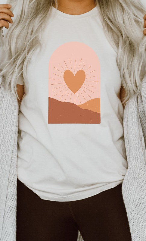 Boho Heart Sunrise Valentine PLUS SIZE Graphic Tee T-Shirt