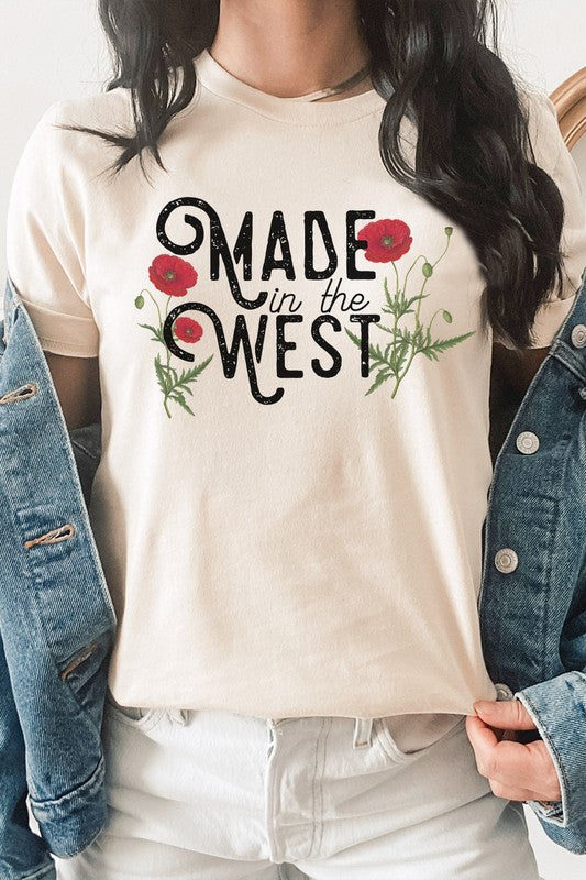 Retro Made In The West Red Flowers Graphic Tees