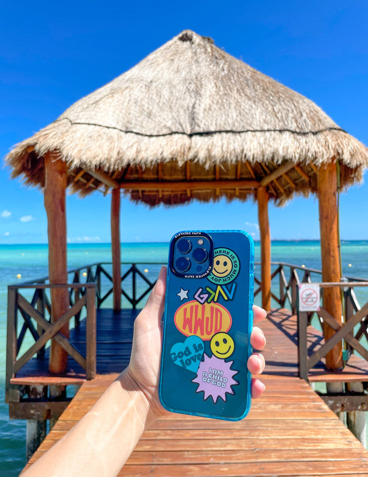 Blue Sticker Collage Phone Case