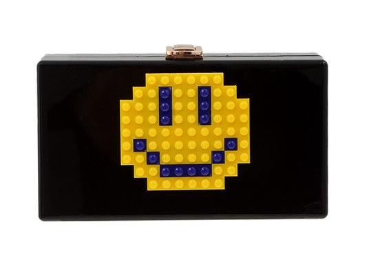 Pixelated Smiley Face Clutch Evening Bag