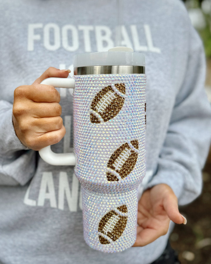 40 Oz. Crystal “All Over Footballs” Tumbler