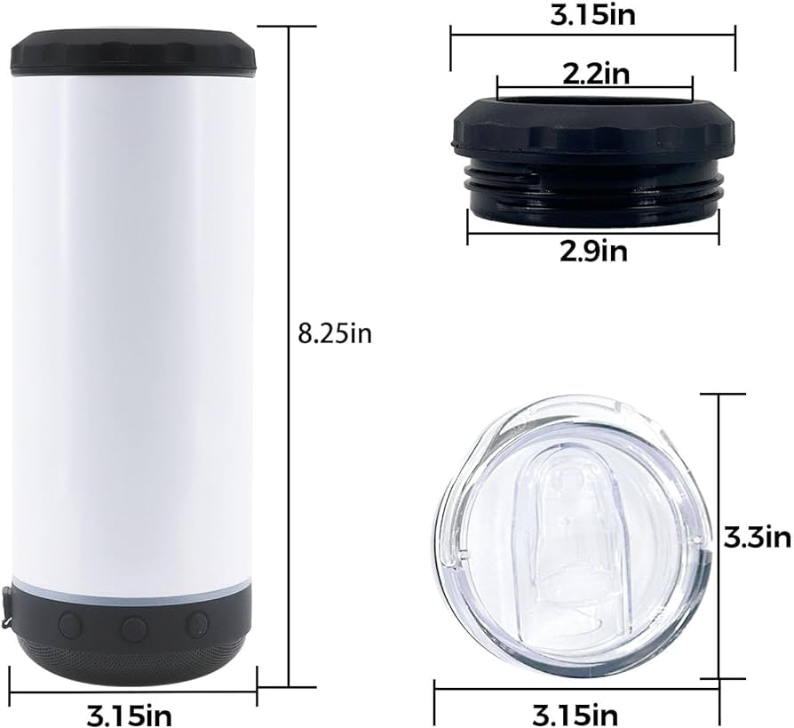 Float Drink And & Repeat 16oz 4 in 1 Blank Can cooler Speaker Tumblers Bluetooth music cup stainless steel Coolers