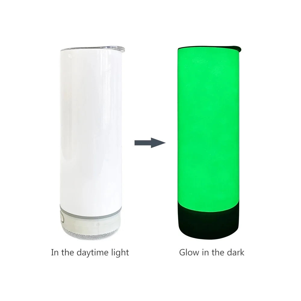 20oz Sublimation Glow In Dark Blank Bluetooth speaker tumbler. Music Tumblers W/ Lid, Speaker & Straw