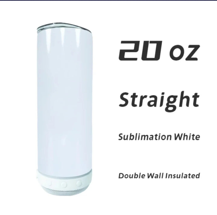 20oz Sublimation Glow In Dark Blank Bluetooth speaker tumbler. Music Tumblers W/ Lid, Speaker & Straw