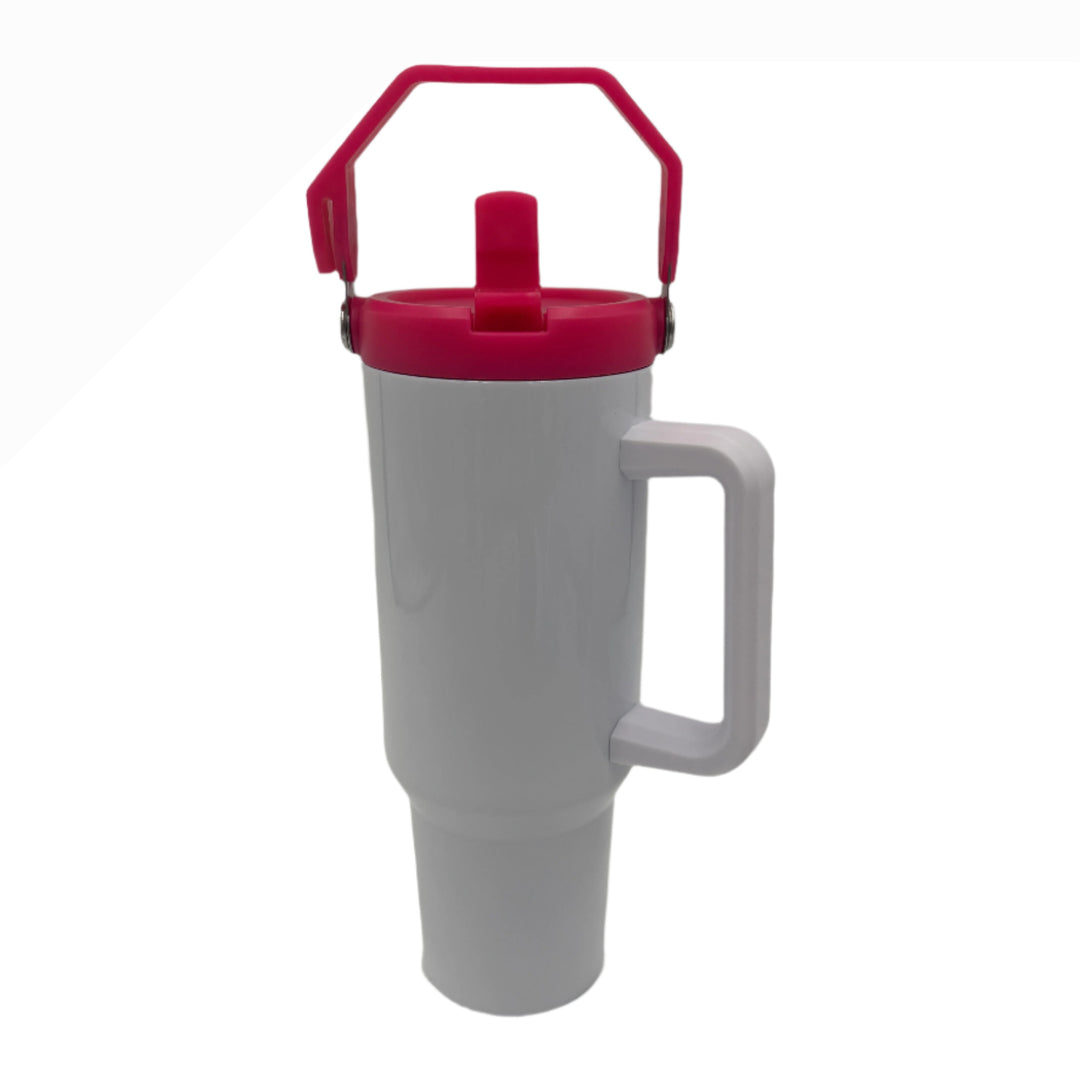 40oz Tumbler Leak Proof Flip Top Screw on Lid Replacement With Top Handle Compatible with Stanley (Includes Straw)