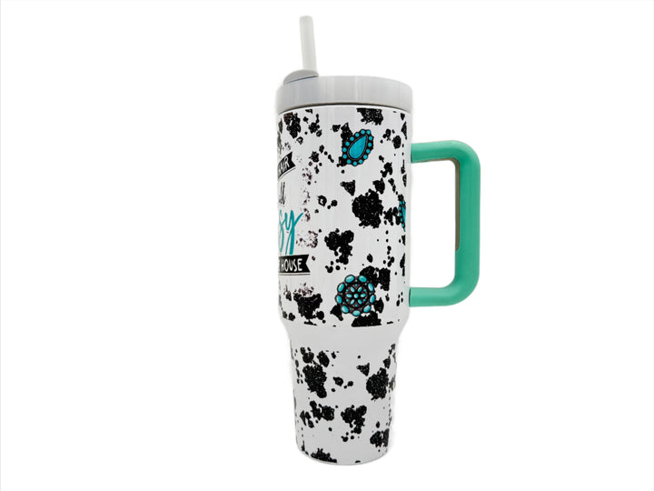 40oz Custom "It's All Messy" Spots Sublimation Tumbler w/ Handle stainless steel