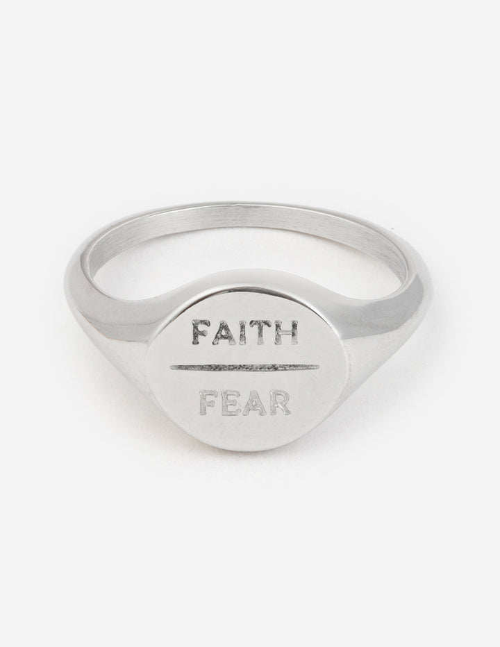 Silver Faith Over Fear Ring