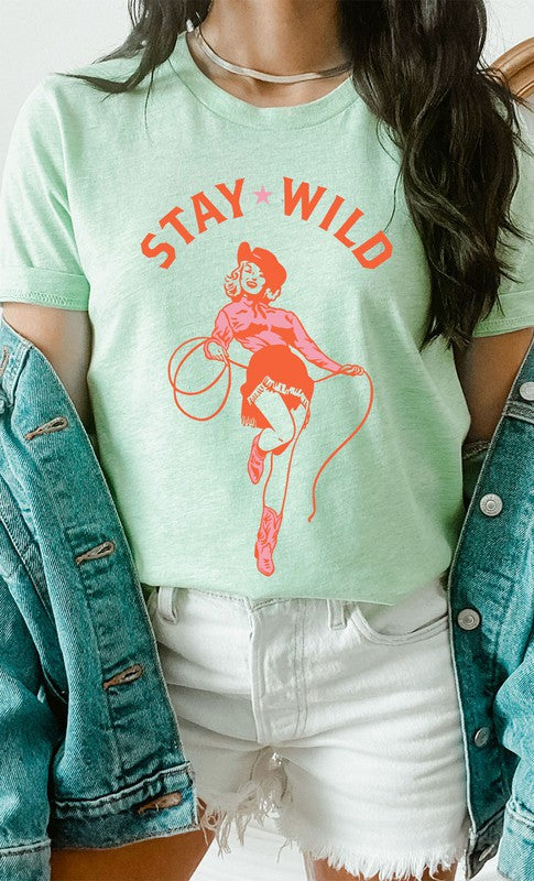 Vintage Stay Wild Cowgirl Graphic Tee T-Shirt PLUS