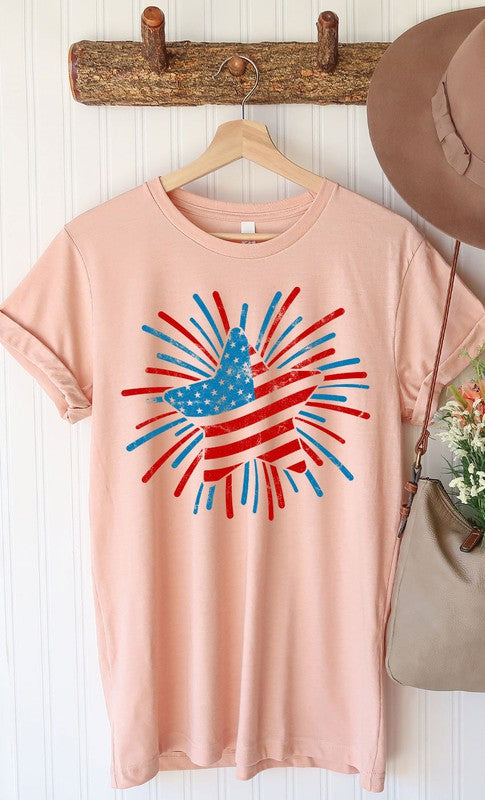 Retro Patriotic Star Graphic Tee T-Shirt