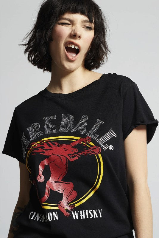 Fireball Rhinestone Graphic Tee T-Shirt