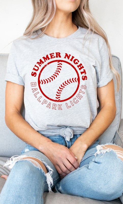 Summer Nights and Ballpark Lights Baseball Graphic T-Shirt