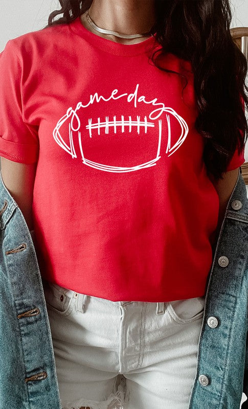 Cursive Football Game Day Graphic Tee T-Shirt