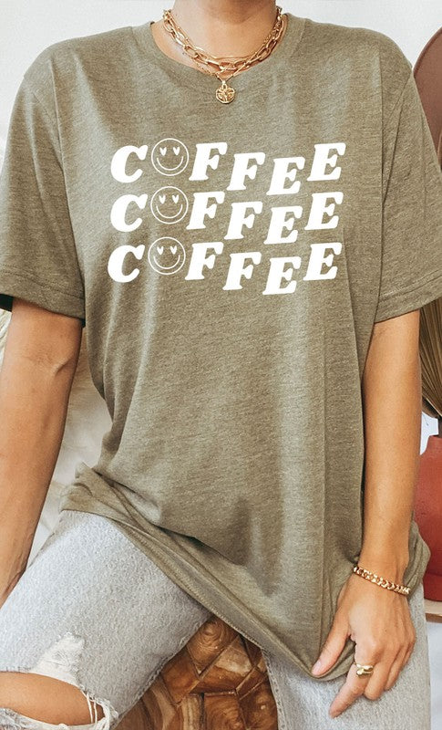 Smiley Coffee Graphic Tee T-Shirt