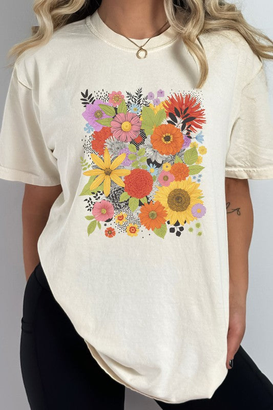 Flower Garden Spring Comfort Colors Graphic Tee T-Shirt