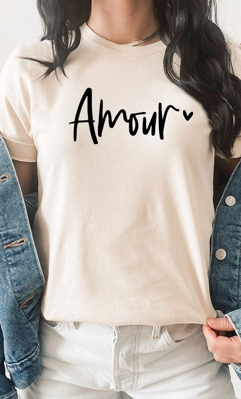 Amour Heart Valentines Day Graphic Tee T-Shirt