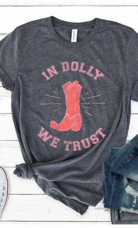 Retro In Dolly We Trust Boot Graphic Tee T-Shirt PLUS