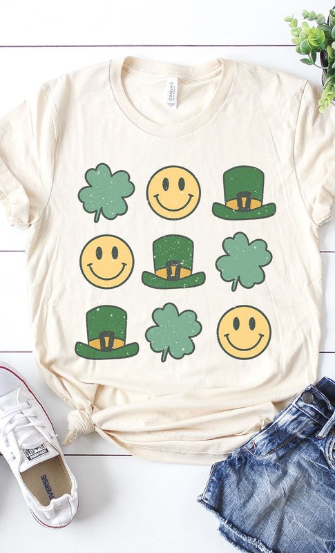 Retro Grid St Pattys Graphic Tee PLUS