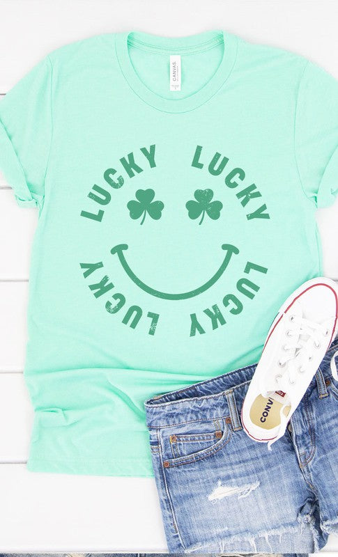 Retro Lucky Smiley Graphic Tee T-Shirt