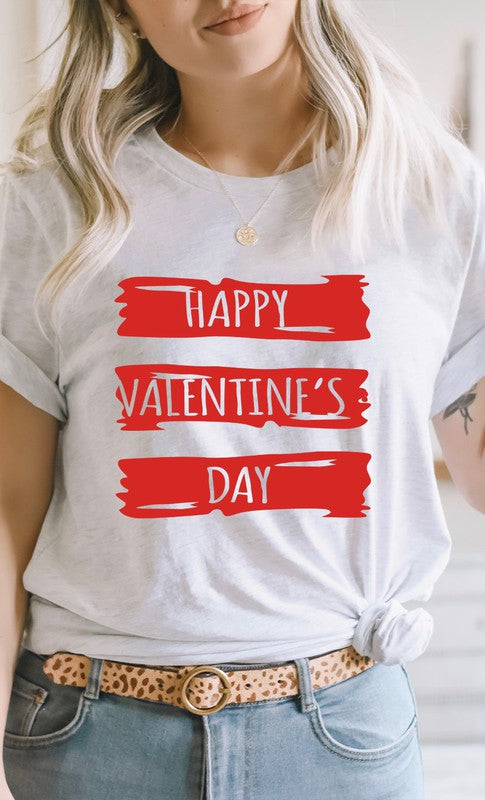 Paint Smudge Happy Valentines Day Graphic Tee T-Shirt