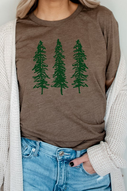 Forest Pine Trees Camping Graphic Tee T-Shirt