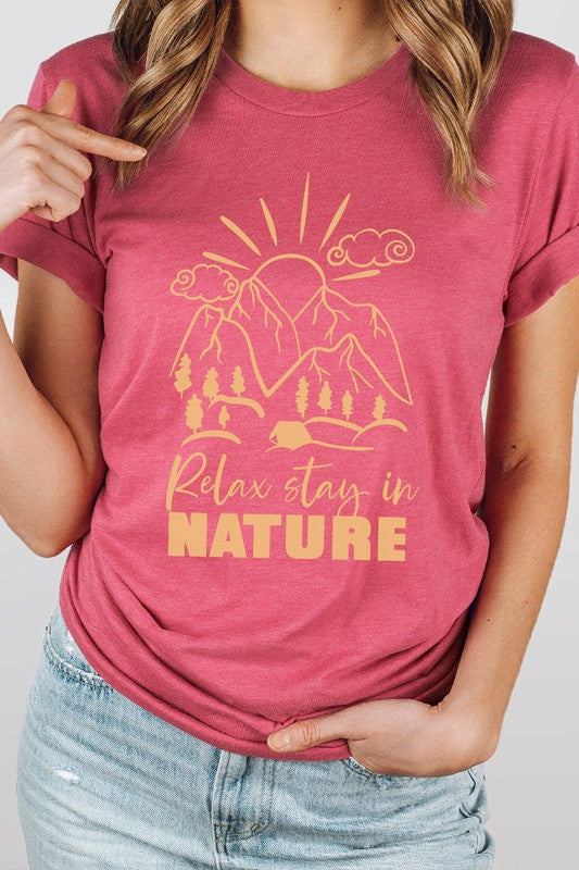 Relax Stay In Nature Mountain Camping Graphic Tee