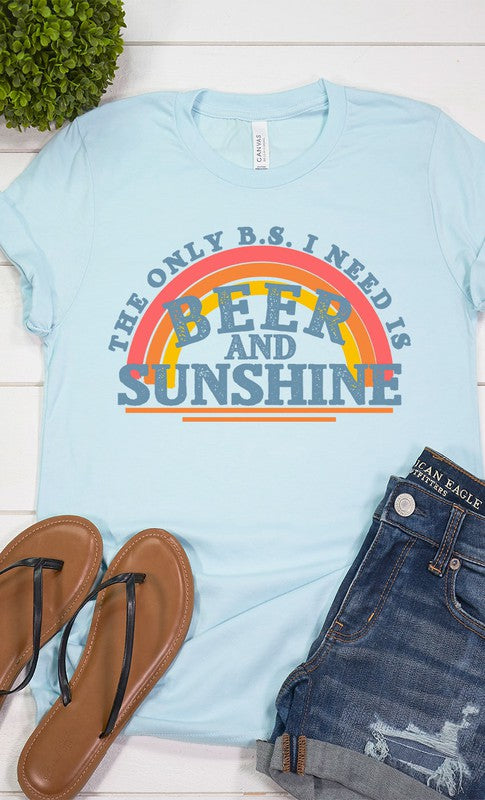 Beer and Sunshine Rainbow Graphic Tee T-Shirt PLUS