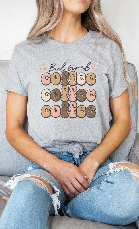 But First Coffee Hearts Detail PLUS Graphic Tee T-Shirt