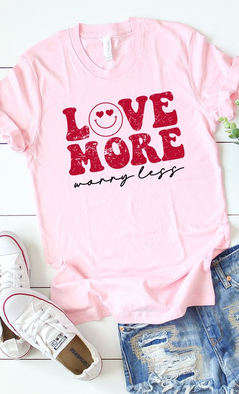 Retro Love More Worry Less Graphic Tee T-Shirt