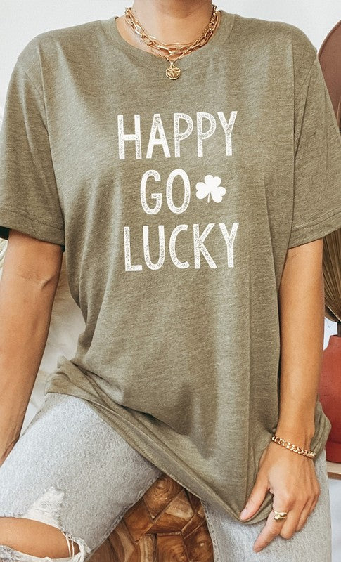 Happy Go Lucky Shamrock Graphic Tee T-Shirt