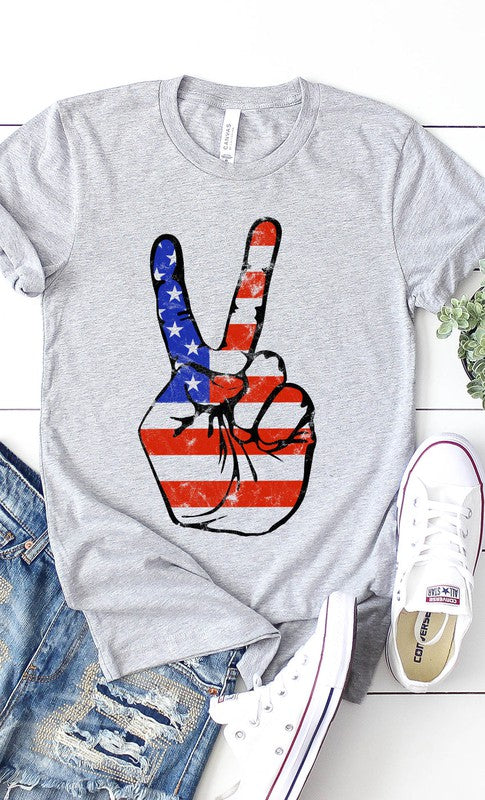 American Peace Sign Graphic Tee T-Shirt